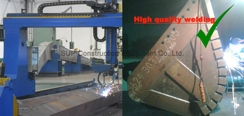 high quality welding for long reach boom and excavator bucket